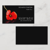 Roter Mohn aus Single auf schwarz Visitenkarte (Vorne/Hinten)