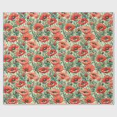Roter Mohn, blühende Pflaumen Geschenkpapier (Flach)