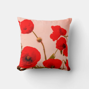 Roter Mohn Blume Abstrakt farbenfroh Sangria Rosa Kissen