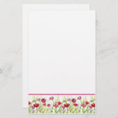 Roter Mohn Blume Aquarellfarben Blume Briefpapier (Vorne/Hinten)