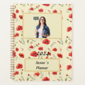 Roter Mohn Blume Aquarellmuster Planner Planer (Vorderseite)