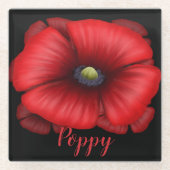 Roter Mohn Blume Art Personalisiertes Glas Unterse Glasuntersetzer (Vorderseite)