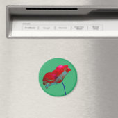 Roter Mohn Blume auf smaragdgrünen Magnet (In Situ (Geschirrspüler))