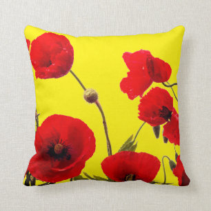 Roter Mohn Blume Blütengelb Kissen