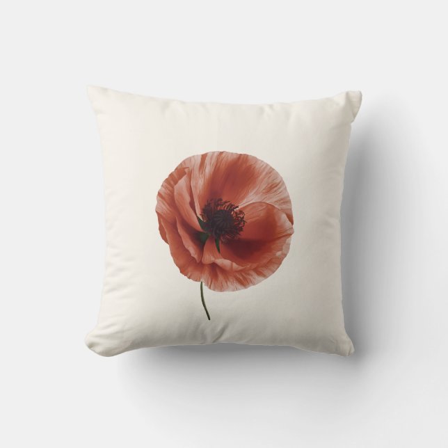 Roter Mohn-Blume Botanisches Kunstdesign Kissen (Vorderseite)