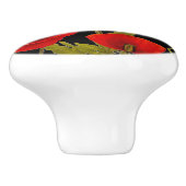 Roter Mohn Blume Farbenfroh Abstrakt Schwarz Keramikknauf (Seitenansicht)