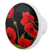 Roter Mohn Blume Farbenfroh Abstrakt Schwarz Keramikknauf (Rechts)