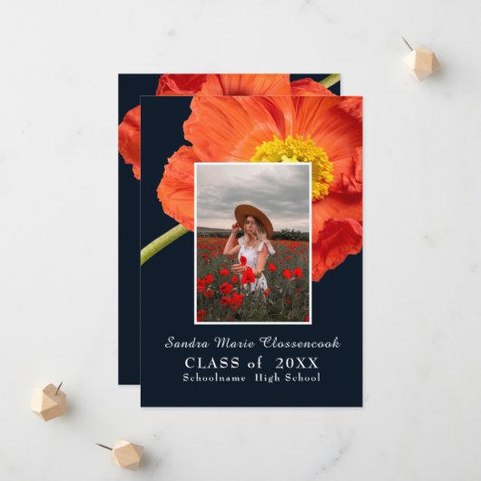 Roter Mohn Blume Foto Rahmen Moderner Abschluss Ankündigung (Vorderseite/Rückseite Beispiel)