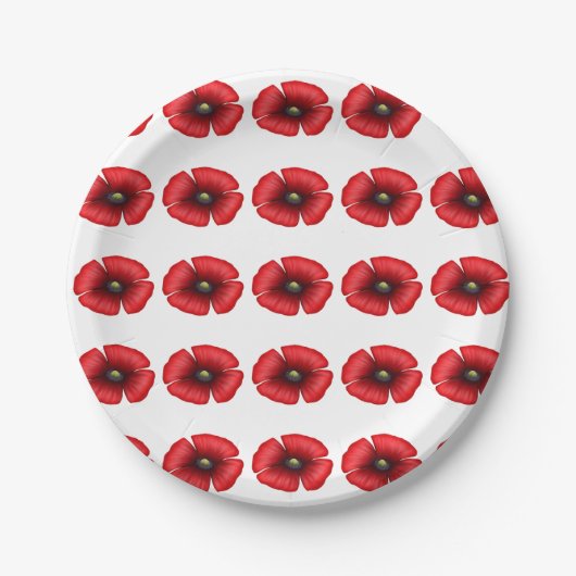 Roter Mohn Blume GRILLEN Buffet Party Papierplatte Pappteller (Vorderseite)