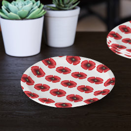 Roter Mohn Blume GRILLEN Buffet Party Papierplatte Pappteller