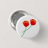Roter Mohn Blume Herz Button (Vorne & Hinten)