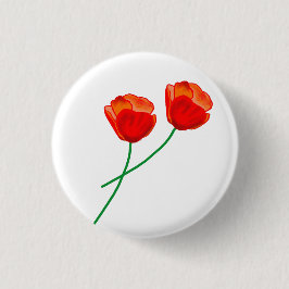 Roter Mohn Blume Herz Button