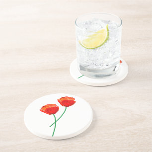 Roter Mohn Blume Herz Getränkeuntersetzer