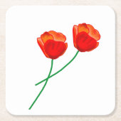 Roter Mohn Blume Herz Rechteckiger Pappuntersetzer (Vorderseite)