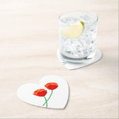 Roter Mohn Blume Herz Untersetzer (Vor Ort)