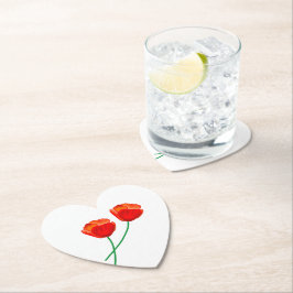 Roter Mohn Blume Herz Untersetzer