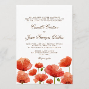 Roter Mohn Blume Hochzeit Einladung