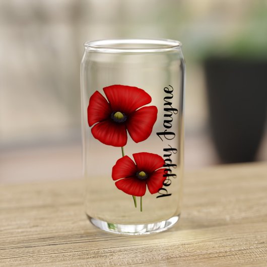 Roter Mohn Blume Individuelle Name kann Glass Dosenglas