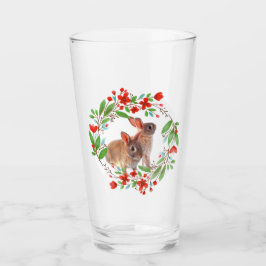 Roter Mohn Blume Kranz mit Kaninchen Ostern Glas