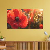 Roter Mohn-Blume mit Wassertropfen - Blütenblüte Leinwanddruck (Insitu (Wohnzimmer))