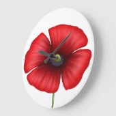 Roter Mohn-Blume Moderne, florale Rundmauer-Uhr Große Wanduhr (Winkel)