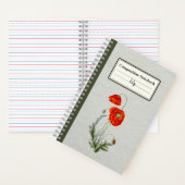 Roter Mohn Blume Personalisiert Notizblock (Innen)