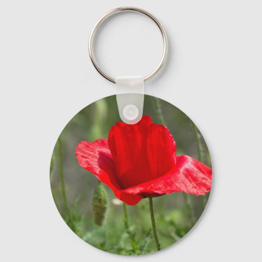 Roter Mohn-Blume Schlüsselanhänger (Vorderseite)