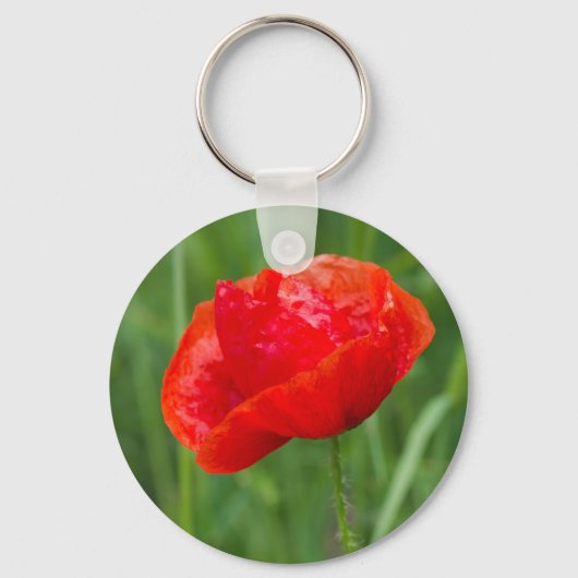 Roter Mohn-Blume Schlüsselanhänger (Vorderseite)