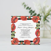 Roter Mohn Blume Schwarzer Streifen Einladung (Stehend Vorderseite)