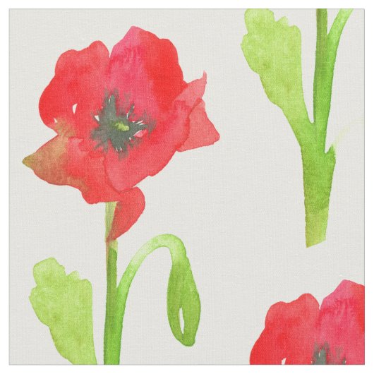 Roter Mohn Blume Wasserfarbe Stoff (Nahaufnahme)