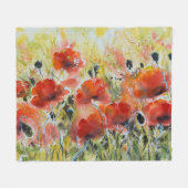 Roter Mohn Blume, weiche Wasserfarbe. Fleecedecke (Vorderseite (Horizontal))
