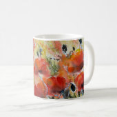 Roter Mohn Blume, weiche Wasserfarbe. Kaffeetasse (VorderseiteRechts)