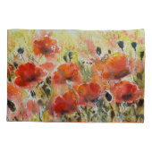 Roter Mohn Blume, weiche Wasserfarbe. Kissenbezug (Rückseite)