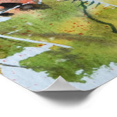 Roter Mohn Blume, weiche Wasserfarbe. Poster (Ecke)