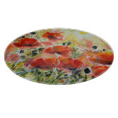 Roter Mohn Blume, weiche Wasserfarbe. Schneidebrett (Ecke)