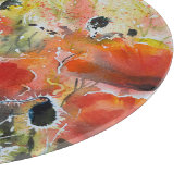 Roter Mohn Blume, weiche Wasserfarbe. Schneidebrett (Ecke)