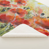 Roter Mohn Blume, weiche Wasserfarbe. Sherpadecke (3/4)