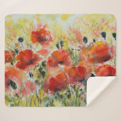 Roter Mohn Blume, weiche Wasserfarbe. Sherpadecke (Vorderseite (Horizontal))