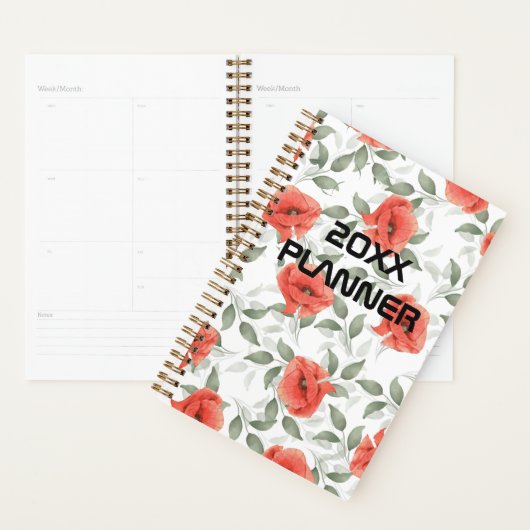 Roter Mohn Blume Wochen- und Monatsplaner Planer (Anzeige)