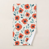 Roter Mohn Blumendruck Nahtloses Muster Badhandtuch Set (Handtuch)