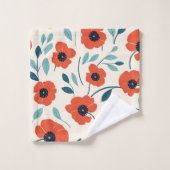 Roter Mohn Blumendruck Nahtloses Muster Badhandtuch Set (Waschlappen)