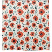 Roter Mohn Blumendruck Nahtloses Muster Duschvorhang (Vorderseite)