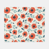 Roter Mohn Blumendruck Nahtloses Muster Fleecedecke (Vorderseite (Horizontal))