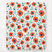 Roter Mohn Blumendruck Nahtloses Muster Mousepad (Vorne)