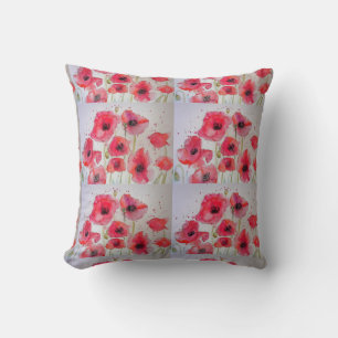Roter Mohn Blumenmohn Wasserfarben-Kissen Kissen