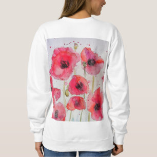 Roter Mohn Blumenstrauß Wasserfarbe Blume Muster Sweatshirt