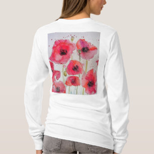 Roter Mohn Blumenstrauß Wasserfarbe Blume Muster T-Shirt
