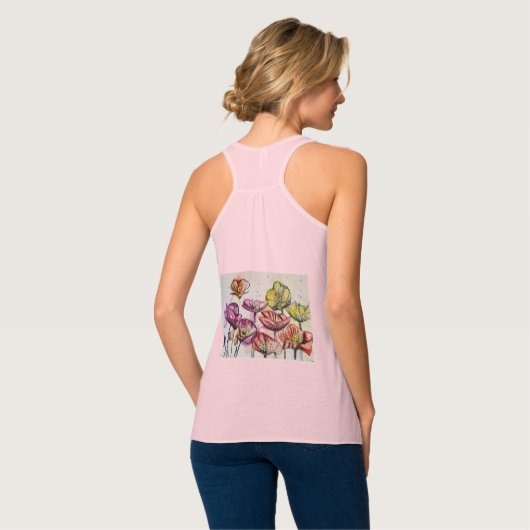 Roter Mohn Blumenstrauß Wasserfarbe Blume Muster Tank Top (Rückseite Vollansicht)