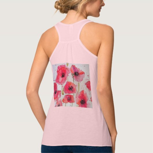 Roter Mohn Blumenstrauß Wasserfarbe Blume Muster Tank Top (Rückseite)