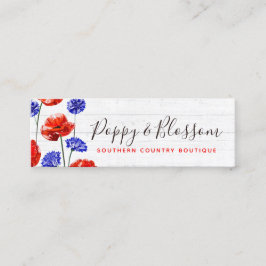 Roter Mohn & Cornflower Rustic Wood Social Media Mini Visitenkarte
